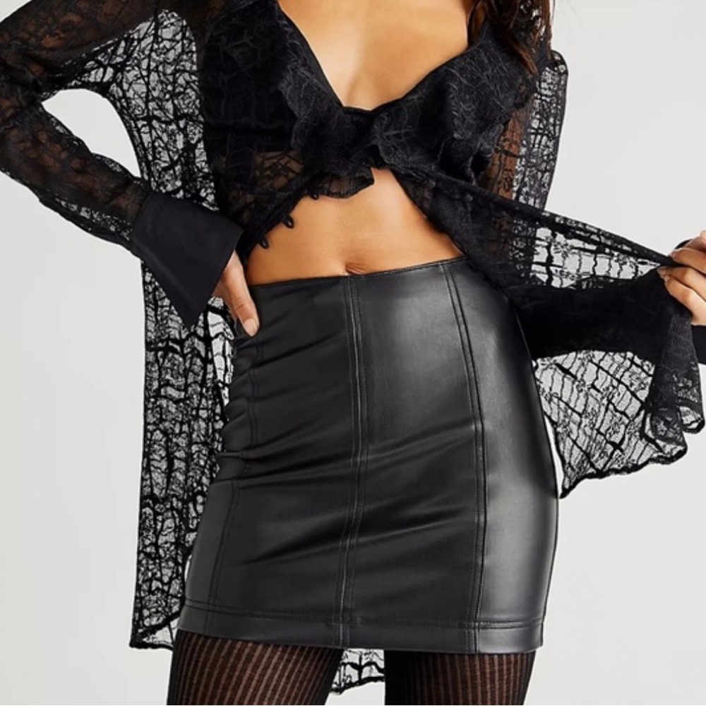 free people modern femme vegan leather skirt